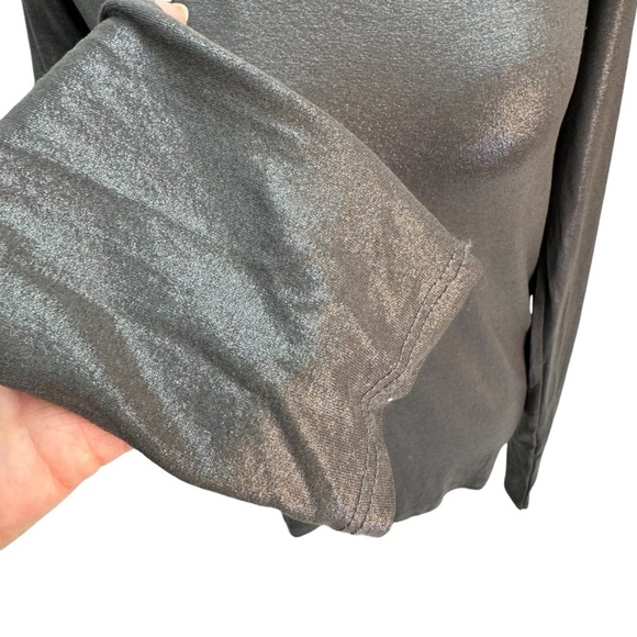 Sarah Pacini Long Sleeve Round Neck Metallic T Shirt Top Size L - Picture 5 of 9